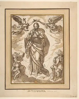 The Virgin Immaculate Crowned by Two Angels, with Angel Musicians in the Foreground by Domenico Fontana