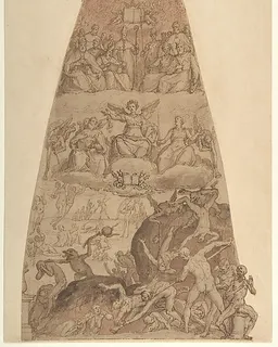 Scene from the Last Judgment, Study for the Fresco Decoration of One of the Segments of the Cupola of the Cathedral of Santa Maria del Fiore in Florence by Federico Zuccaro (Zuccari)