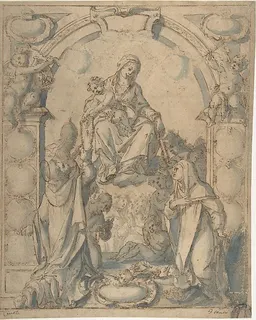 Madonna and Child Adored by Two Saints by Anonymous, Italian, 16th century
