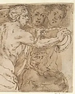 Procession (left-hand portion of border below Sacrifice of Isaac, inlaid-marble pavement, Siena Cathedral) by Domenico Beccafumi