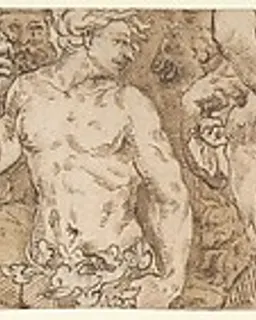 Procession (left-hand portion of border below Sacrifice of Isaac, inlaid-marble pavement, Siena Cathedral) by Domenico Beccafumi