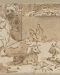 Procession (left-hand portion of border below Sacrifice of Isaac, inlaid-marble pavement, Siena Cathedral) by Domenico Beccafumi