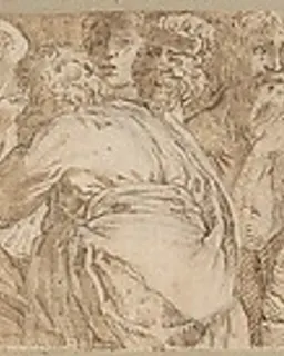 Procession (left-hand portion of border below Sacrifice of Isaac, inlaid-marble pavement, Siena Cathedral) by Domenico Beccafumi