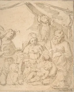 The Holy Family with Angels by Anonymous, Italian, 16th century