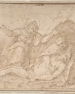 Pietà with Mary Magdalen and Saint John by Anonymous, Italian, 16th century