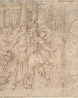 Christ and the Daughter of the Centurion by Perino del Vaga (Pietro Buonaccorsi)