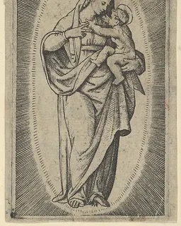 The Virgin holding the Christ Child by Marcantonio Raimondi