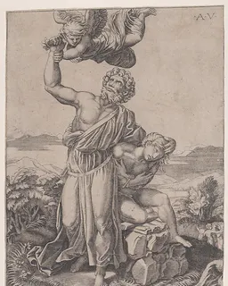 Abraham's Sacrifice (The Sacrifice of Isaac) by Agostino Veneziano (Agostino dei Musi)