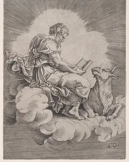 Saint Luke by Agostino Veneziano (Agostino dei Musi)