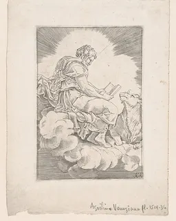 Saint Luke by Agostino Veneziano (Agostino dei Musi)