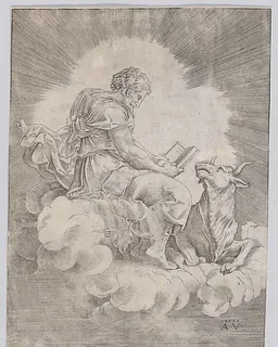 Saint Luke by Agostino Veneziano (Agostino dei Musi)