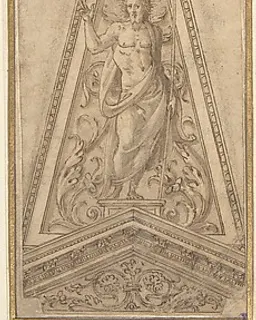 Design for Pediments with the Resurrected Christ surmounted by a Crucifix by Anonymous, Italian, 16th century