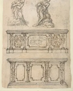 Studies for a Kneeling Figure of Christ and Altar Fronts by Giovanni Battista Foggini