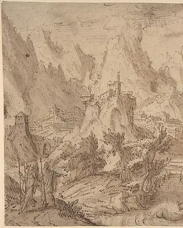 Mountainous Landscape with Tobias and the Angel by Tobias Verhaecht