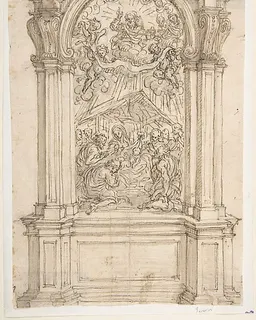 Design for an Altar with a Painting of the Adoration of the Shepherds and God the Father Above by Giovanni Battista Foggini