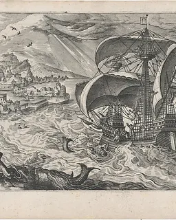 Landscape with a Ship and Jonah and the Whale by Lucas Gassel
