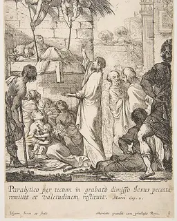 Healing the Paralytic (Jésus-Christ prouve en guérissant un paralytique, qu'il a le pouvoir de pardonner les péchés) by Claude Vignon