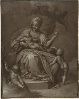 Virgin and Child, and Saint John the Baptist (recto); Summary sketches, possibly the Virgin and Child (verso) by Jacob de Backer