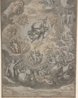 Flying Putti, Surrounding Archangel Raphael by Conrad Meyer