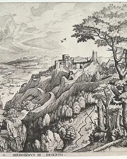 St. Jerome in the Wilderness (S. Hieronymus in Deserto), from "The Large Landscapes" by Johannes van Doetecum I