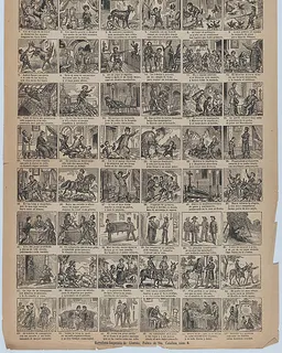 Broadside with 48 scenes relating to the story of the prodigal son by Juan Llorens