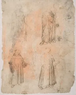 Four Saints (recto); Two Saints, Seated Madonna, and Kneeling Figure (verso) by Anonymous, Italian, probably Umbrian, 14th century