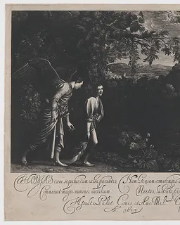 Tobias and the Angel (large plate) by Hendrick Goudt