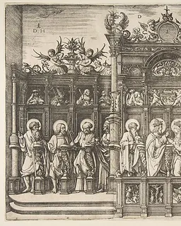 Large Choirstall with Christ Blessing the Virgin by Daniel Hopfer