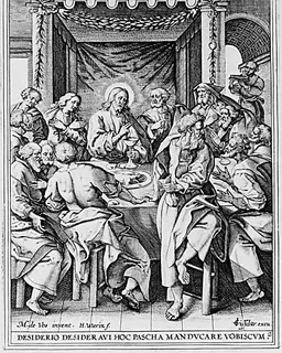 The Last Supper (Desiderio Desideravi), from "The Passion of Christ (Passio Domni Nostri Jesu Christi)" by Hieronymus (Jerome) Wierix