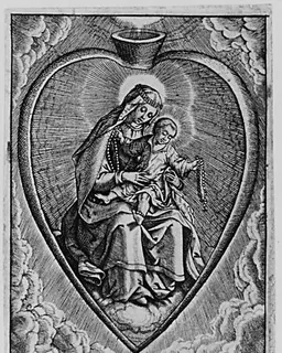 Virgin and Child in a Heart by Hieronymus (Jerome) Wierix