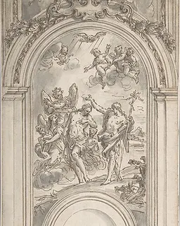 Design for a Baptism of Christ in an Architectural Setting by Sir James Thornhill