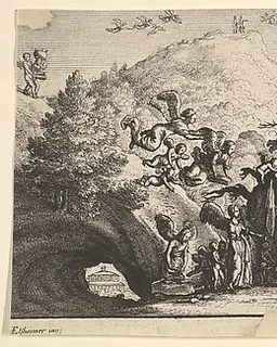 Jesus served by angels by Wenceslaus Hollar