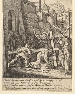 Carrying the cross by Wenceslaus Hollar
