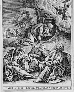 Christ Praying in the Garden on the Mount of Olives, from "The Passion of Christ (Passio Domni Nostri Jesu Christi)" by Hieronymus (Jerome) Wierix