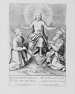 Christ Between Saints Peter and Paul by Hieronymus (Jerome) Wierix