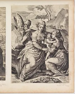 Madonna and Child [Madonna and Child with St. Catherine, St. Joseph and A Bishop] by Giulio Bonasone