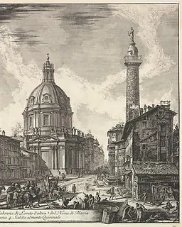 Two churches near Trajan's column, S. Maria di Loreto and Santissimo Nome di Maria (Veduta delle due chiesa, l'una detta della Madonna di Loreto, l'altra del nome di Maria, presso la Colonna Trajana) by Giovanni Battista Piranesi
