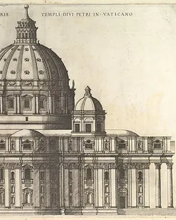 Elevation Showing the Exterior of Saint Peter's Basilica from the South as Conceived by Michelangelo (published in 1569), from "Speculum Romanae Magnificentiae" by Etienne DuPérac