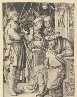 David Playing the Harp Before Saul by Lucas van Leyden