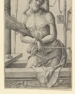 Christ as the Man of Sorrows with the Instruments of the Passion. by Lucas van Leyden