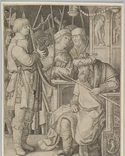 David Playing the Harp Before Saul by Lucas van Leyden
