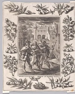 Christ on the way to Emmaus [Mark 16:12] by Maerten de Vos