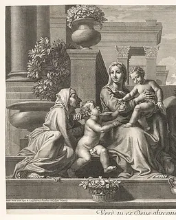 Holy Family on the Steps by Claudine Bouzonnet Stella