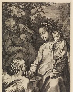 The Holy Family with the Porridge Bowl by Raffaello Guidi