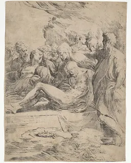 Entombment Facing Left by Parmigianino (Girolamo Francesco Maria Mazzola)