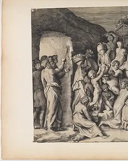 Moses Telling the Israelites to Gather Manna and Moses Striking the Rock by Giulio Bonasone