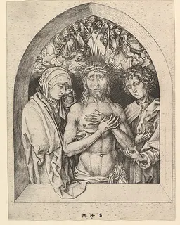Christ as the Man of Sorrows with the Virgin and St. John by Martin Schongauer