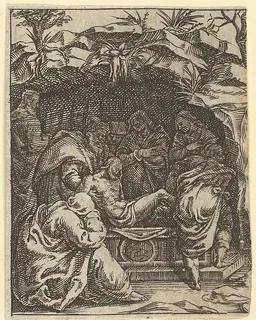 The Virgin of Sorrows: The Entombment; one of nine surrounding compartments from the Virgin of Sorrows, now separated by Giorgio Ghisi