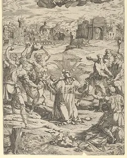 The Stoning of Saint Stephen by Domenico del Barbiere