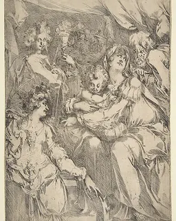 The Holy Family with Saint Catherine, Saint John the Evangelist and an Angel by Jacques Bellange